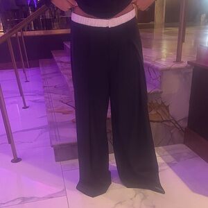 Zara Black and White Wide-Leg Pants